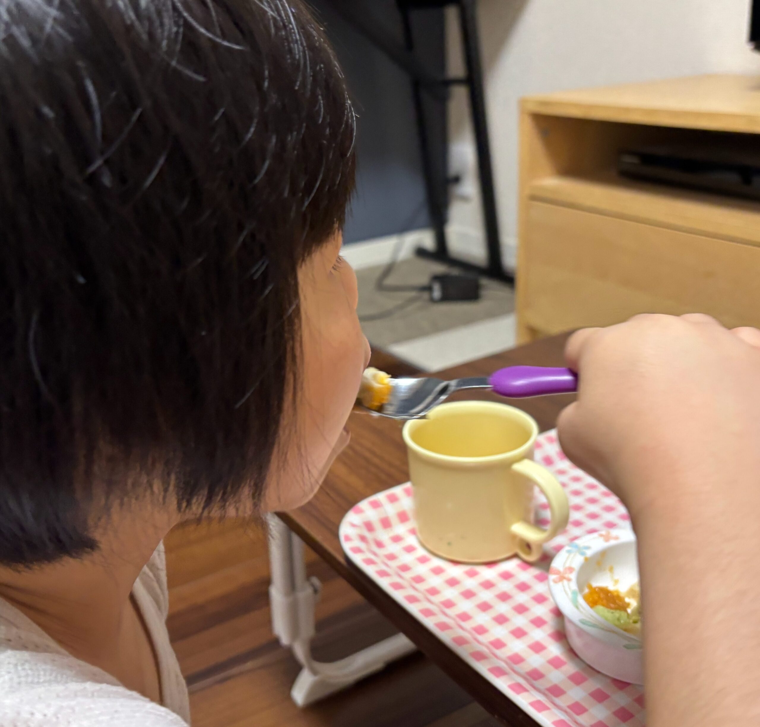 MFSのムース食を食べている娘の様子